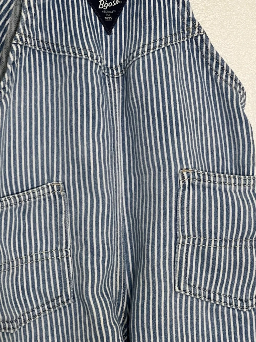 OshKosh B'gosh toddler cotton unisex Blue & White Striped conductor Overalls